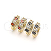 Oro Laminado Huggie Hoop, Gold Filled Style with Black and White Cubic Zirconia, Polished, Golden Finish, 02.210.0025.4.15
