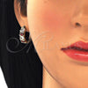 Oro Laminado Huggie Hoop, Gold Filled Style with Garnet and White Cubic Zirconia, Polished, Golden Finish, 02.210.0025.5.15