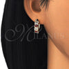Oro Laminado Huggie Hoop, Gold Filled Style with Garnet and White Cubic Zirconia, Polished, Golden Finish, 02.210.0025.5.15
