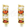 Oro Laminado Huggie Hoop, Gold Filled Style with Garnet and White Cubic Zirconia, Polished, Golden Finish, 02.210.0025.5.15