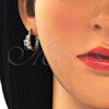 Oro Laminado Small Hoop, Gold Filled Style Baguette Design, with White Cubic Zirconia, Polished, Golden Finish, 02.210.0303.15