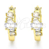 Oro Laminado Small Hoop, Gold Filled Style Baguette Design, with White Cubic Zirconia, Polished, Golden Finish, 02.210.0303.15