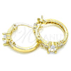 Oro Laminado Small Hoop, Gold Filled Style Baguette Design, with White Cubic Zirconia, Polished, Golden Finish, 02.210.0303.15