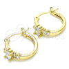 Oro Laminado Small Hoop, Gold Filled Style Baguette Design, with White Cubic Zirconia, Polished, Golden Finish, 02.210.0303.15