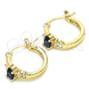 Oro Laminado Small Hoop, Gold Filled Style Baguette Design, with Sapphire Blue and White Cubic Zirconia, Polished, Golden Finish, 02.210.0303.2.15
