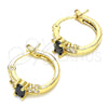 Oro Laminado Small Hoop, Gold Filled Style Baguette Design, with Black and White Cubic Zirconia, Polished, Golden Finish, 02.210.0303.3.15