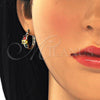 Oro Laminado Small Hoop, Gold Filled Style Baguette Design, with Multicolor Cubic Zirconia, Polished, Golden Finish, 02.210.0303.4.15