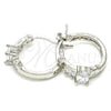 Rhodium Plated Small Hoop, with White Cubic Zirconia, Polished, Rhodium Finish, 02.210.0303.5.15