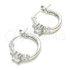 Rhodium Plated Small Hoop, with White Cubic Zirconia, Polished, Rhodium Finish, 02.210.0303.5.15