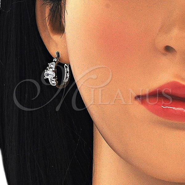 White Gold Filled Hoop Earrings — Small Hoop with White Cubic Zirconia Polished 02. — alternate product view — SKU 127615 | Oro Laminado Blanco aretes de aro — Small Hoop with blanco Cubic Zirconia pulido 02. — SKU 127615