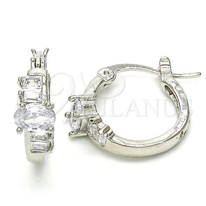 White Gold Filled Hoop Earrings — Small Hoop with White Cubic Zirconia Polished 02. — main product view — SKU 127615 | Oro Laminado Blanco aretes de aro — Small Hoop with blanco Cubic Zirconia pulido 02. — SKU 127615