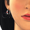 Rhodium Gold Filled Small Hoop, with Garnet and White Cubic Zirconia, Polished, Rhodium Finish, 02.210.0303.6.15