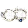 Rhodium Plated Small Hoop, with Sapphire Blue and White Cubic Zirconia, Polished, Rhodium Finish, 02.210.0303.7.15