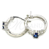 Rhodium Gold Filled Small Hoop, with Sapphire Blue and White Cubic Zirconia, Polished, Rhodium Finish, 02.210.0303.7.15