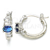 Rhodium Gold Filled Small Hoop, with Sapphire Blue and White Cubic Zirconia, Polished, Rhodium Finish, 02.210.0303.7.15
