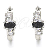 Rhodium Gold Filled Small Hoop, with Black and White Cubic Zirconia, Polished, Rhodium Finish, 02.210.0303.8.15