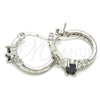 Rhodium Gold Filled Small Hoop, with Black and White Cubic Zirconia, Polished, Rhodium Finish, 02.210.0303.8.15
