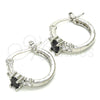 Rhodium Gold Filled Small Hoop, with Black and White Cubic Zirconia, Polished, Rhodium Finish, 02.210.0303.8.15