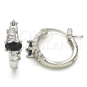 White Gold Filled Hoop Earrings — Small Hoop with Black and White Cubic Zirconia — main product view — SKU 127618 | Oro Laminado Blanco aretes de aro — Small Hoop with negro and blanco Cubic Zirconia — SKU 127618