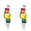 Rhodium Plated Small Hoop, with Multicolor Cubic Zirconia, Polished, Rhodium Finish, 02.210.0303.9.15