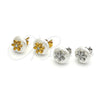Stainless Steel Stud Earring, Flower Design, with White Crystal and Ivory Pearl, Polished, Steel Finish, 02.271.0028