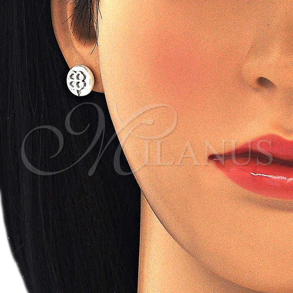 Stainless Steel Ring — Stud Earring Four-leaf Clover Design with Ivory Pearl — alternate product view — SKU 127634 | Acero Inoxidable anillo — Stud Earring Four-leaf Clover diseño with Ivory Pearl — SKU 127634