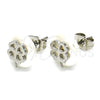 Stainless Steel Stud Earring, Four-leaf Clover Design, with Ivory Pearl, Polished, Steel Finish, 02.271.0032