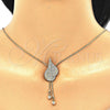 Oro Laminado Earring and Pendant Adult Set, Gold Filled Style with White Crystal, Polished, Golden Finish, 10.160.0158