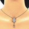 Oro Laminado Earring and Pendant Adult Set, Gold Filled Style with White Crystal, Polished, Golden Finish, 10.160.0161