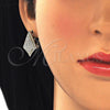 Oro Laminado Earring and Pendant Adult Set, Gold Filled Style with White Crystal, Polished, Golden Finish, 10.160.0161