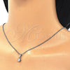 Stainless Steel Pendant Necklace, with White Cubic Zirconia, Polished, Steel Finish, 04.63.1391.18 (02 MM Thickness, 18 Inches Length)