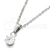 Stainless Steel Pendant Necklace, with White Cubic Zirconia, Polished, Steel Finish, 04.63.1391.18 (02 MM Thickness, 18 Inches Length)