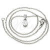 Stainless Steel Pendant Necklace, with White Cubic Zirconia, Polished, Steel Finish, 04.63.1391.18 (02 MM Thickness, 18 Inches Length)