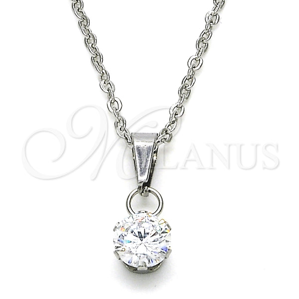 Stainless Steel Necklace — Pendant Necklace with White Cubic Zirconia Polished 04.63. — main product view — SKU 127650 | Acero Inoxidable collar — Pendant Necklace with blanco Cubic Zirconia pulido 04.63. — SKU 127650