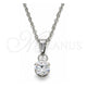 Stainless Steel Pendant Necklace, with White Cubic Zirconia, Polished, Steel Finish, 04.63.1391.18 (02 MM Thickness, 18 Inches Length)