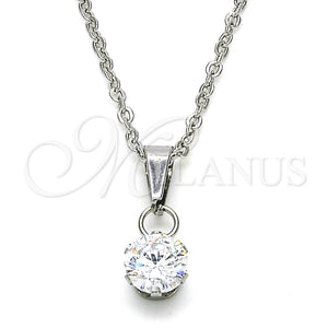 Stainless Steel Necklace — Pendant Necklace with White Cubic Zirconia Polished 04.63. — main product view — SKU 127650 | Acero Inoxidable collar — Pendant Necklace with blanco Cubic Zirconia pulido 04.63. — SKU 127650