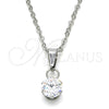 Stainless Steel Pendant Necklace, with White Cubic Zirconia, Polished, Steel Finish, 04.63.1391.18 (02 MM Thickness, 18 Inches Length)