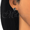 Rhodium Plated Stud Earring, with Black and White Cubic Zirconia, Polished, Rhodium Finish, 02.349.0002