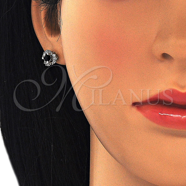 White Gold Filled Ring — Stud Earring with Black and White Cubic Zirconia — alternate product view — SKU 127653 | Oro Laminado Blanco anillo — Stud Earring with negro and blanco Cubic Zirconia — SKU 127653
