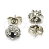 Rhodium Gold Filled Stud Earring, with Black and White Cubic Zirconia, Polished, Rhodium Finish, 02.349.0002