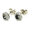 Rhodium Gold Filled Stud Earring, with Black and White Cubic Zirconia, Polished, Rhodium Finish, 02.349.0002