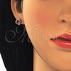 Rhodium Plated Stud Earring, with Garnet and White Cubic Zirconia, Polished, Rhodium Finish, 02.349.0002.1