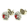 Rhodium Plated Stud Earring, with Garnet and White Cubic Zirconia, Polished, Rhodium Finish, 02.349.0002.1