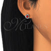 Rhodium Gold Filled Stud Earring, with Garnet and White Cubic Zirconia, Polished, Rhodium Finish, 02.349.0002.1