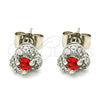 Rhodium Gold Filled Stud Earring, with Garnet and White Cubic Zirconia, Polished, Rhodium Finish, 02.349.0002.1