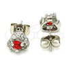 Rhodium Gold Filled Stud Earring, with Garnet and White Cubic Zirconia, Polished, Rhodium Finish, 02.349.0002.1