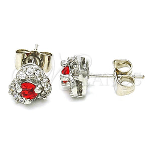 White Gold Filled Ring — Stud Earring with Garnet and White Cubic Zirconia — main product view — SKU 127654 | Oro Laminado Blanco anillo — Stud Earring with Garnet and blanco Cubic Zirconia — SKU 127654