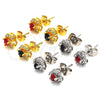 Rhodium Gold Filled Stud Earring, with Garnet and White Cubic Zirconia, Polished, Rhodium Finish, 02.349.0002.1