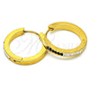 Stainless Steel Huggie Hoop, with Black and White Crystal, Polished, Golden Finish, 02.216.0048.20