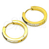 Stainless Steel Huggie Hoop, with Black and White Crystal, Polished, Golden Finish, 02.216.0048.20